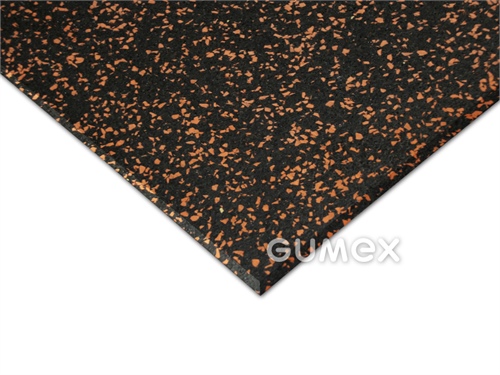 ELASTON-ELTEC GR 950 FS, 10mm, 1980x980mm, Dichte 950kg/m3, recycelter Gummi+30% EPDM,schwarz-orange, 